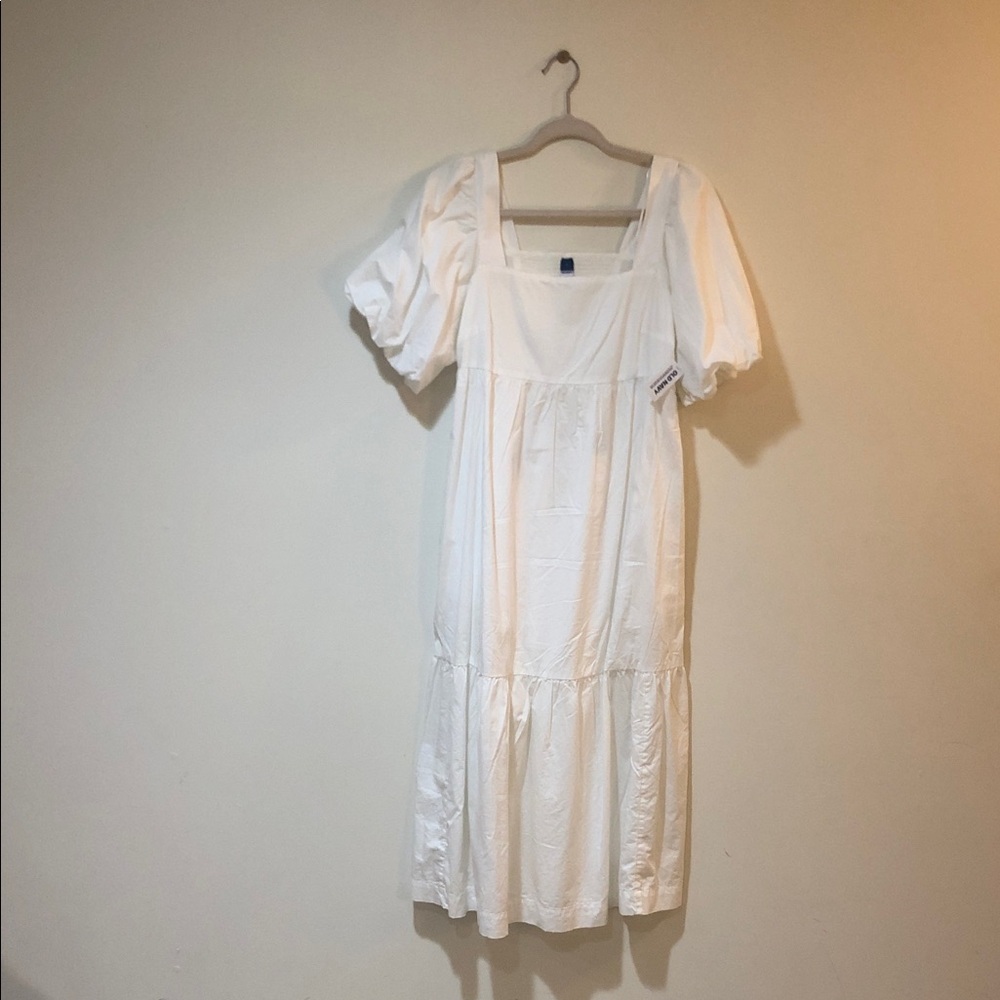 Old Navy White Puff Sleeve Midi Dress